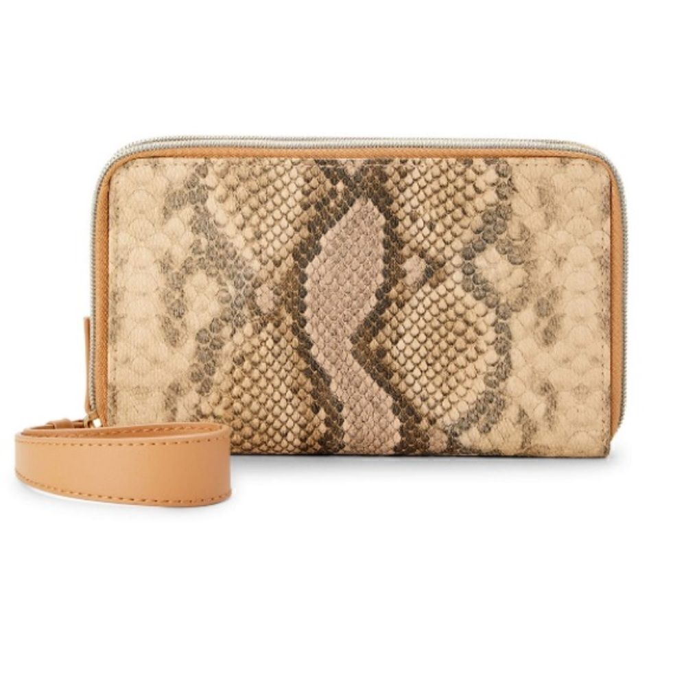 Faux Snake Printed Wristlet